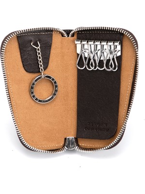 Tergan  Kahve Hakiki Deri Unisex Anahtarlık - S1AN00000090-A98