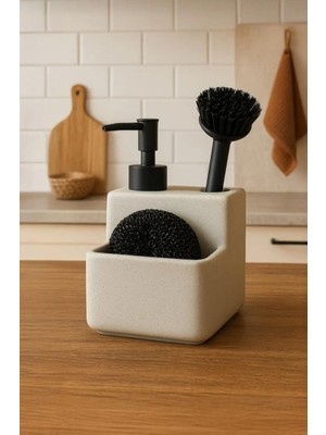 Süngerli Frıçalı Tezgah Üstü Mutfak Banyo Sıvı Sabunluk Takımı 400 ml - Mutfak Sabunluk Seti