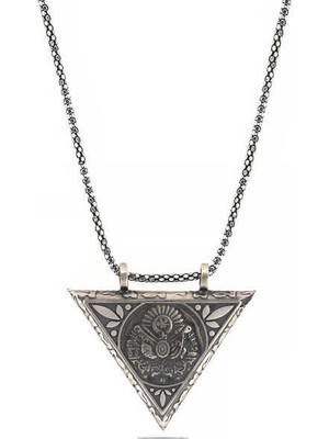 Inure Jewelry Gümüş Üçgen Içi Açılabilen Osmanlı Arma Muskalık Kolye