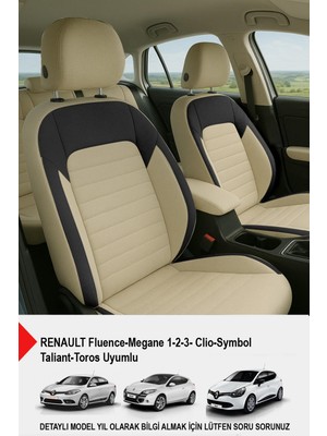 Mocha Taytüyü Oto Koltuk Kılıfı (Renault Fluence-Megan 1-2-3-Clio-Symbol-Taliant-Toros Uyumlu)