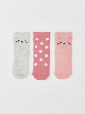 Desenli Kız Bebek Soket Çorap 3'lü  (W5)