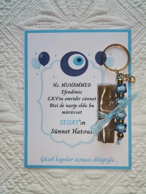 64 Adet Kişiye Özel Hz Muhammed S.a.v'in Emridir Yazılı Sünnet Hatırası Anahtarlık & Kına Hediyelik