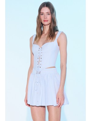 Sagaza Studio Bebe Mavısı Kolsuz Büstiyer Açık Yaka Pamuk Polyester Yazlık Kadın