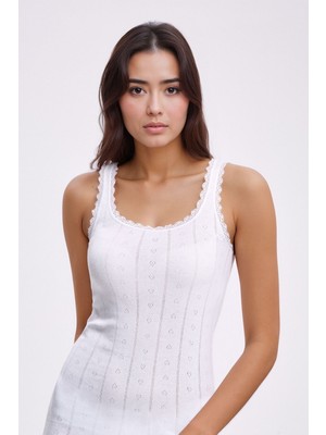 Kadın %100 Pamuklu Jakarlı Yumuşak Kumaş Kalın Askılı 2'li Atlet Qİ3K13LK5E.2L