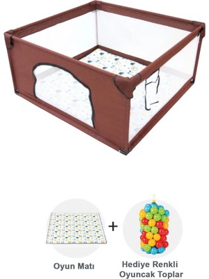 Premio Keten Güvenli Bebek ve Çocuk Oyun Alanı Oyun Parkı 120X120 Oyun Matı ve Topları