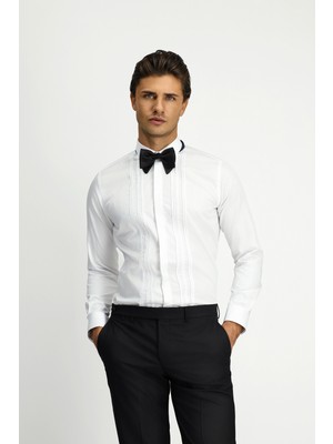 Kiğılı Uzun Kol Slim Fit Dar Kesim Non Iron Klasik Piliseli Pamuklu Gömlek