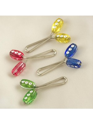 Msa-Shop Taşlı Oval Klipsi Firkete-Renkli