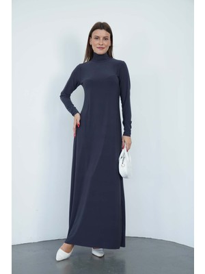 Dora Kadın Maxi Boy Balıkçı Yaka Sandy Elbise-Füme