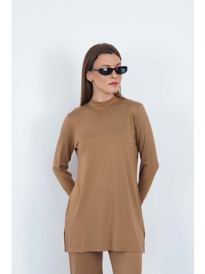 Viskon Dik Yaka Tunik-Tarçın