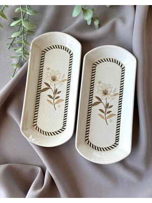 Floral 2 Adet Oval Peynir Tabağı Kahvaltılık