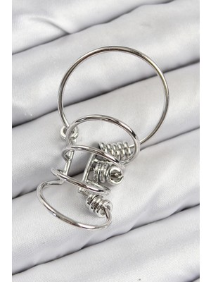 Bfs Pirinç Halkalı Model Gümüş Renk Kıkırdak Küpe