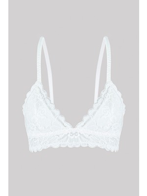 Loya Ekru Tulipa Güpür Dantelli Desteksiz Sütyen