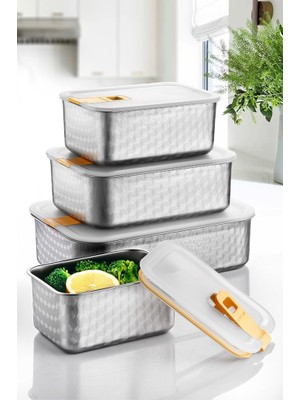Neoflam Perfect Seal Paslanmaz Çelik Saklama Kabı 4'lü Set