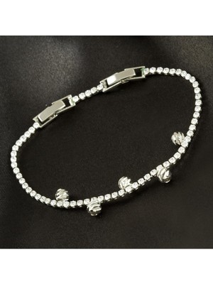 Ds-Derin Ince Yuvarlak Tamtur Zirkon Taşlı Lüks Kararmaz Bileklik-Sarı