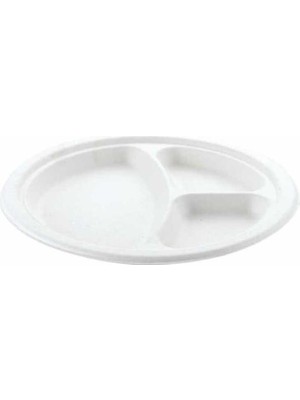 3 Bölmeli Ekolojik Karton Tabak 26 cm - 25 Adet