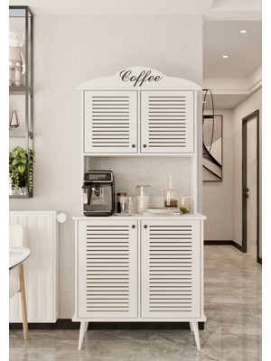 Avior Kahve Köşesi Mdf Kapaklı Raflı 90 cm