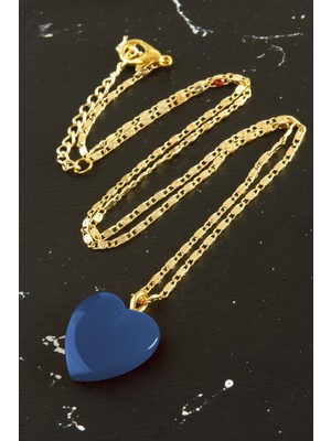 Ds-Derin Yeni Sezon Kalp Kolye-Lacivert