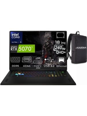 Msı Vector 18 Hx Aı Intel Core Ultra 9 275HX A2XWHG-663XTR-39 96GB 1tb RTX5070TI 12GB W11PRO Qhd+ 240Hz Taşınabilir Bilgisayar & A2XWHG663XTRK39