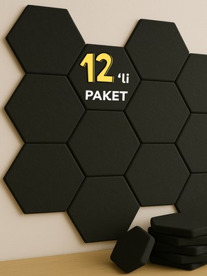 Beylini 12'li Akustik Panel Keçe Kendinden Yapışkanlı Duvar Kaplama Ses ve Isı Yalıtım Duvar Kaplama 10 mm Kalınlık 26X30 cm