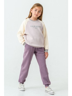Kız Çocuk Calm Mood Baskılı 3 Iplik Kalın Kışlık Eşofman Takımı AK4209