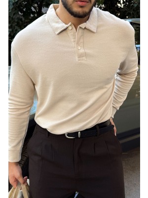 Cali Erkek Regular Fit Polo Yaka Uzun Kollu Sweatshirt Tişört