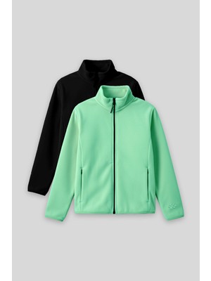 Standart Fit 2li Paket Siyah-Su Yeşili Kız Çocuk Polar Sweatshirt - 75154