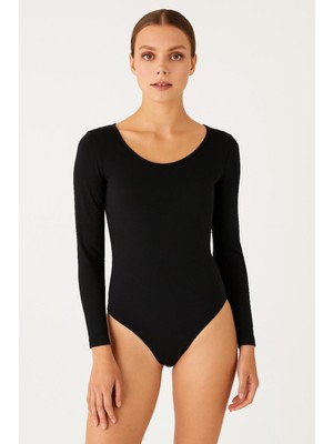 Uzun Kollu Basic Çıtçıtlı Bodysuit Zıbın