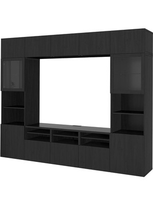 Tv Ünitesi, Venge-Siyah-Kahverengi-Şeffaf Cam, 300X42X231 Cm, Lappvıken/sındvık, Çıt Çıt Raylı