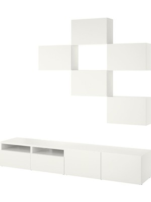 Tv Ünitesi, Beyaz, 240X42X230 Cm, Lappvıken, Fren Raylı