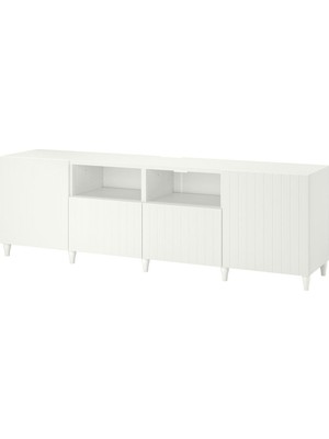 Tv Sehpası, Beyaz, 240X42X74 Cm, Suttervıken, Çıt Çıt Raylı