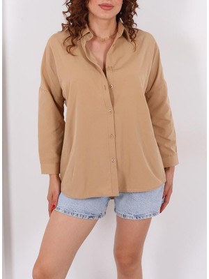 Eteği Oval Kadın Oversize Gömlek