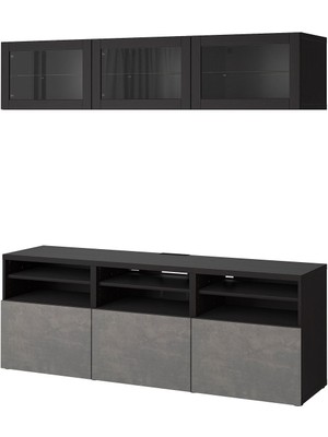 Tv Ünitesi, Venge-Koyu Gri, 180X42X192 Cm, Kallvıken/sındvık, Fren Raylı