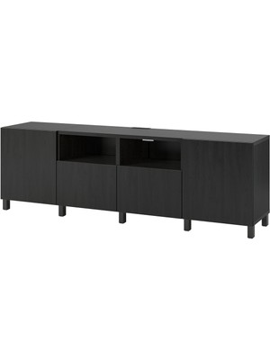 Tv Sehpası, Venge, 240X42X74 Cm, Lappvıken, Çıt Çıt Raylı