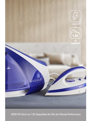 Mor ve Beyaz Renkli Yüksek Buhar Gücüne Sahip Taşınabilir Ütü