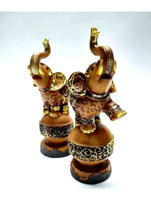 Dekoratif Şımarık Fil Kardeşler Top Üstünde Akrobat Fil Set