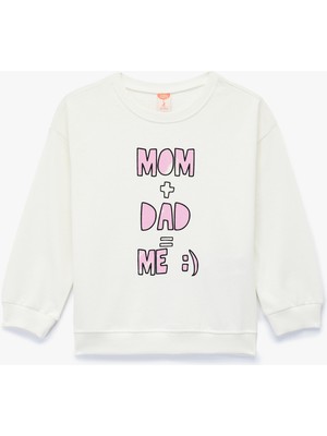 Pamuklu Uzun Kollu Bisiklet Yaka Baskılı Sweatshirt