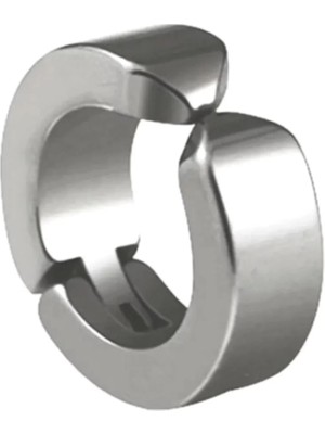 Erkek Küpesi - 1 Adet Çelik Kıstırmalı Küpe Paslanmaz Atmaz Çelik Gümüş Renk Küpe