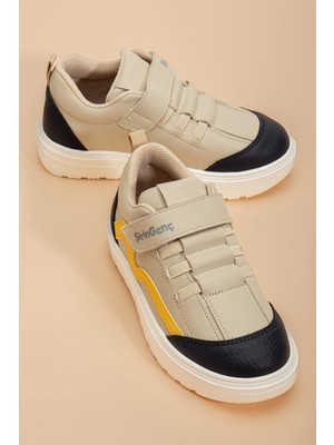 Şirinbebe Şiringenç Erkek Çocuk Spor Ayakkabı Ortopedik Bej Cırtlı Elastik Bağcıklı
