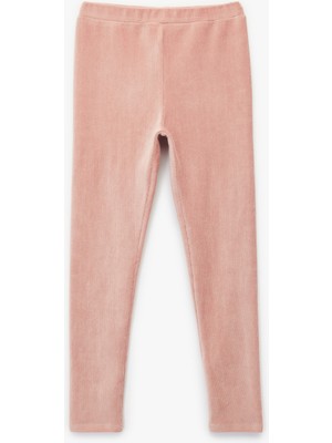 Beli Lastikli Yüksek Bel Basic Kadife Tayt