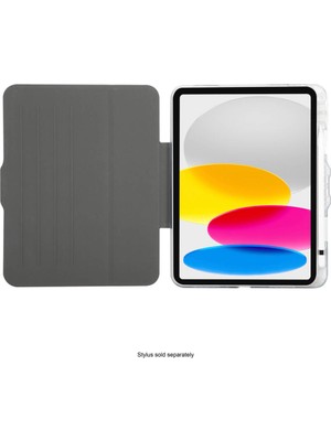 Targus THZ984GL iPad 10.9 (10. Nesil) ve iPad A16 Uyumlu Şeffaf 360° Dönebilen Tablet Kılıfı – Askeri Düşme Koruması, Folyo Kapaklı, Apple Pencil Yuvalı, Çoklu Görüntüleme Standı