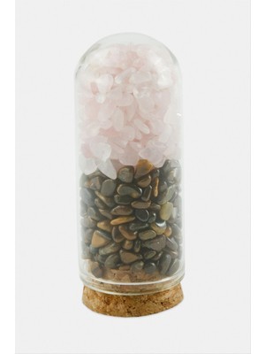 Zengezur Kaplangözü Pembe Kuvars Taşı Cam Şişe Biblo-Renkli
