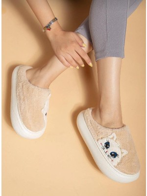 Kutox Kedi Desenli Kadın Ev Terliği