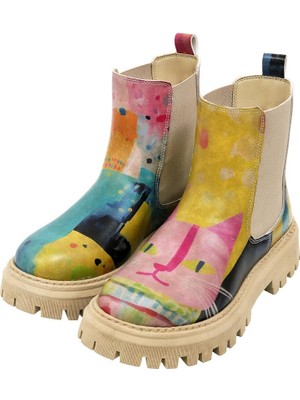 Kadın Vegan Deri Çok Renkli Bilekte Bot - Animal Tasarım