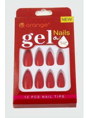 Ds-Derin Orange Yapıştırıcılı Jel Takma Tırnak-Kırmızı