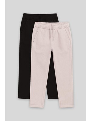 Tommy Life Standart Fit 2li Paket Siyah-Taş Erkek Çocuk Chino Pantolon - 11272