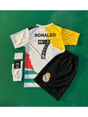 Ronaldo Özel Tasarım Tüm Takımlar Futbol Çocuk Forması 4'lü Set Çorap + Bileklik Hediyeli