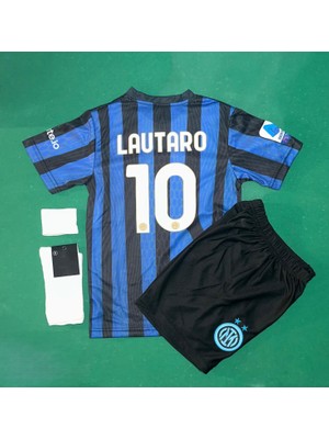 Lautaro Martinez Inter 2025/2026 Sezon Futbol Çocuk Forması 4'lü Set Çorap+ Bileklik Hediyeli