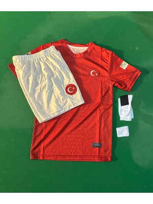 Türkiye Milli Takım Isimsiz 2025 Sezon Futbol Çocuk Forması 4'lü Çorap+Bileklik Hediyeli