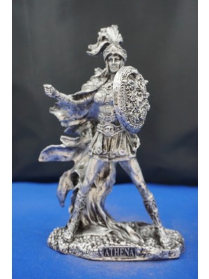 Athena Savaş Tanrıçası – 26 cm Mitolojik Heykel, Ev Dekor ve Hediyelik Biblo Gümüş