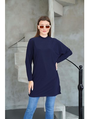 Tesettür Extra Uzun Tunik -Lacivert